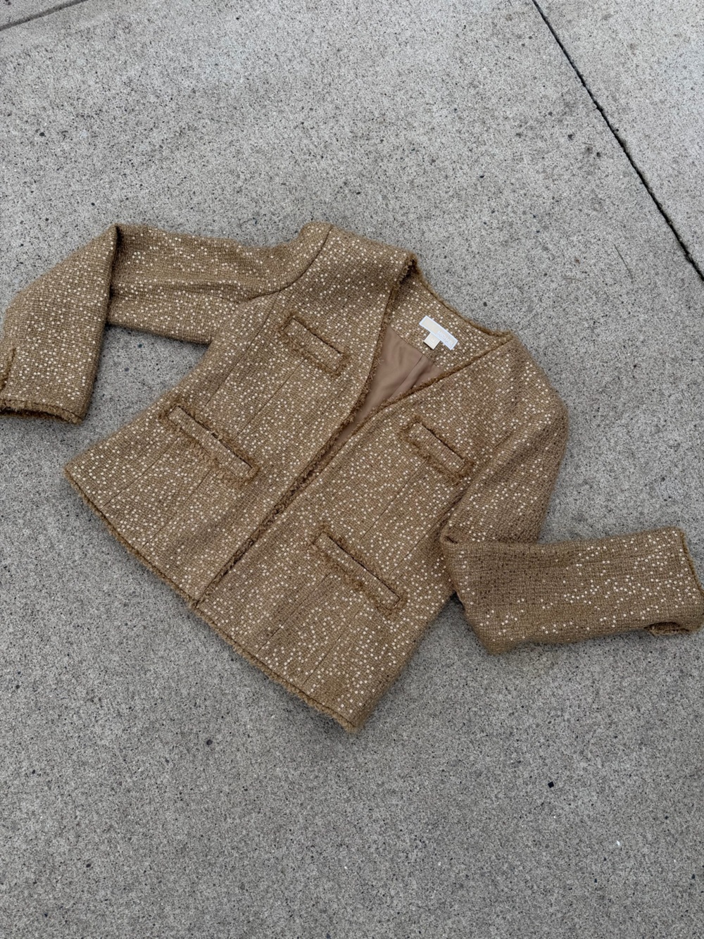 Michael Kors Camel Tweed Pocket Blazer